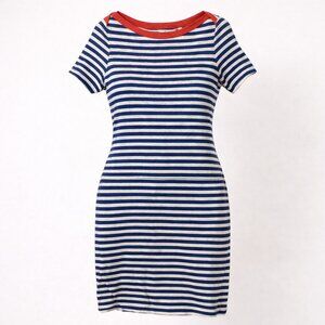 Boden Nautical Striped T-Shirt Dress Blue & Cream | Preppy Spring Casual Midi 8L